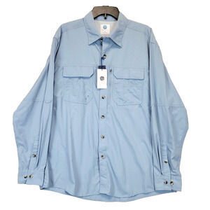 Nepallo Performance Outdoor Button-Down Shirts Men XL Light Blue Roll Tab Sleeve